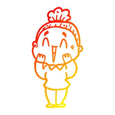 sıcak degrade çizgi çizim karikatür mutlu yaşlı bayan