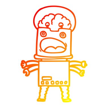 sıcak degrade çizgi çizim karikatür robot