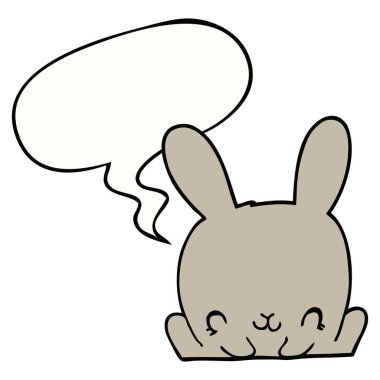 karikatür tavşan ve konuşma balonu