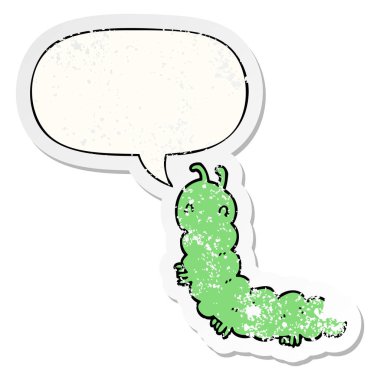 karikatür tırtıl ve konuşma baltonu sıkıntılı etiket