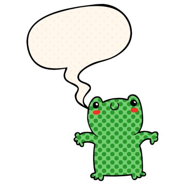 çizgi film kurbağası ve çizgi roman tarzında konuşma balonu