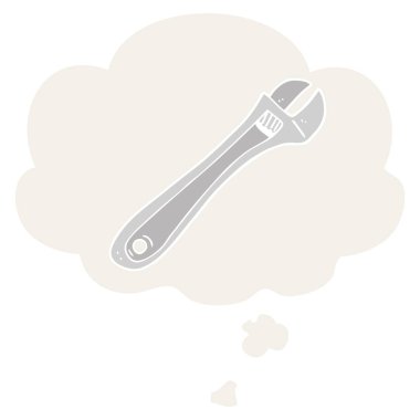 karikatür spanner ve retro tarzında düşünce balonu