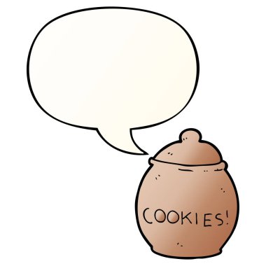 karikatür çerez kavanoz ve konuşma balonu pürüzsüz degrade tarzında