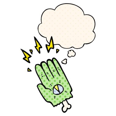 ürkütücü halloween zombi el ve çizgi roman st kabarcık düşünce