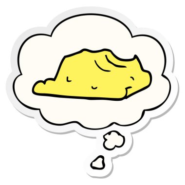 karikatür tereyağı ve baskılı bir etiket olarak kabarcık düşünce