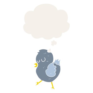 retro tarzında karikatür kuş ve düşünce balonu