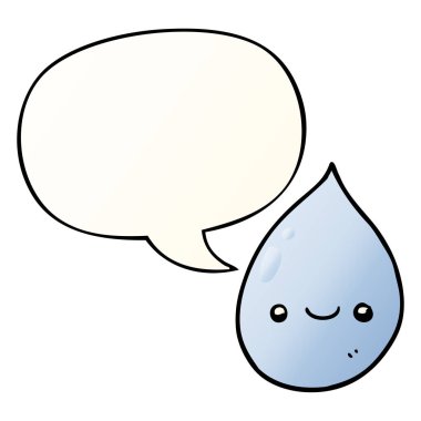düzgün degrade tarzında karikatür yağmur damlası ve konuşma balonu