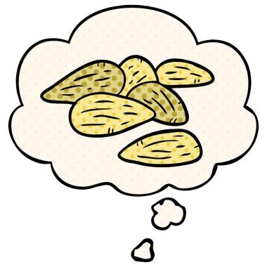 çizgi film badem ve çizgi roman tarzında düşünce balonu