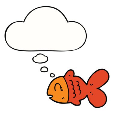 karikatür balık ve düşünce balonu