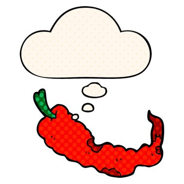 çizgi roman tarzında karikatür biber ve düşünce balonu