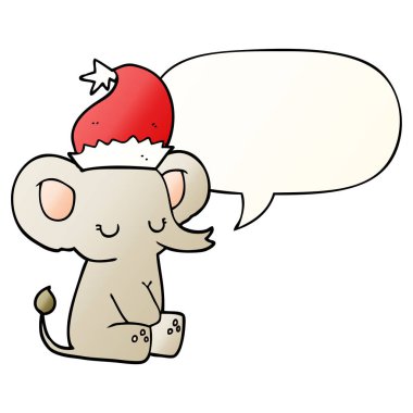 pürüzsüz degrade sty sevimli noel fil ve konuşma balonu