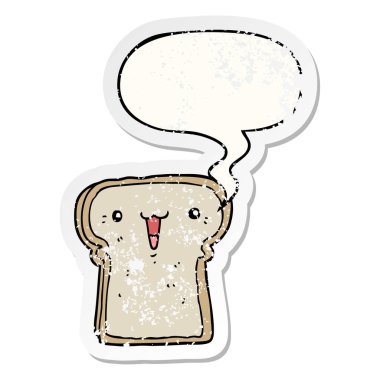 Sevimli karikatür çizim ve konuşma balonu sıkıntılı etiket