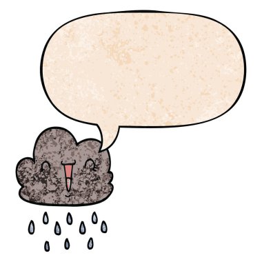 retro doku tarzıkarikatür fırtına bulut ve konuşma balonu