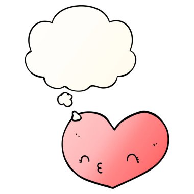 pürüzsüz degrade st yüz ve düşünce balonu ile karikatür kalp