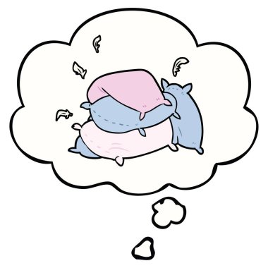 karikatür yastık ve düşünce balonu