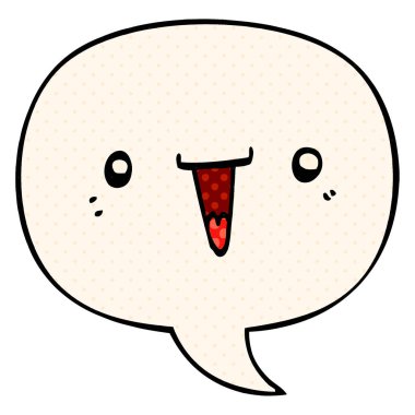 çizgi roman tarzında sevimli karikatür yüz ve konuşma balonu