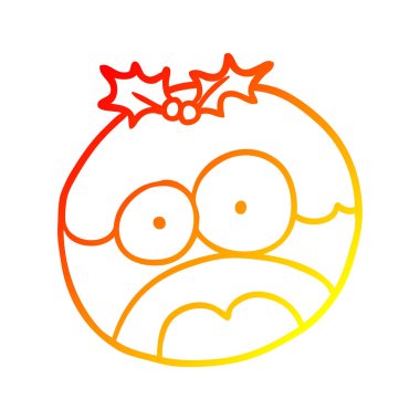 şok yüz ile noel puding çizim sıcak degrade çizgi