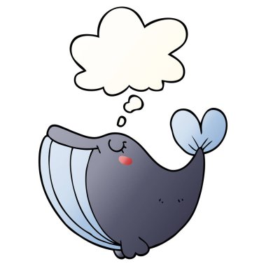 karikatür balina ve pürüzsüz degrade tarzında düşünce balonu