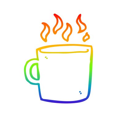 gökkuşağı degrade çizgi çizim karikatür sıcak fincan kahve