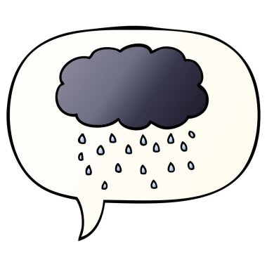 düzgün degrade tarzında karikatür bulut yağmur ve konuşma balonu