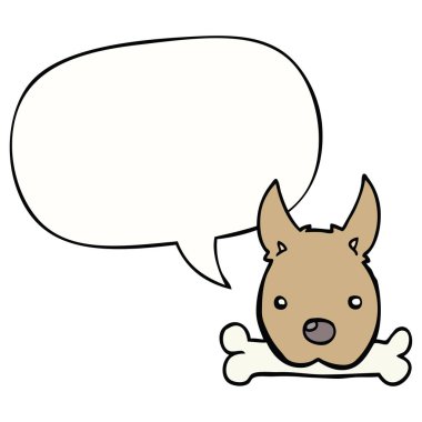 karikatür köpek ve kemik ve konuşma balonu