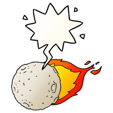 düzgün degrade tarzında karikatür göktaşı ve konuşma balonu