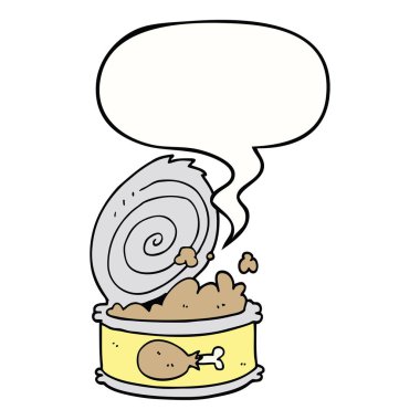 karikatür konserve gıda ve konuşma balonu