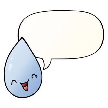 düzgün degrade tarzında karikatür yağmur damlası ve konuşma balonu