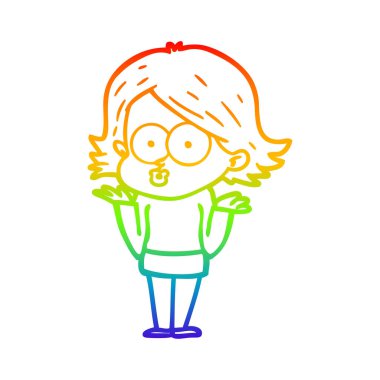 gökkuşağı gradyan çizgi çizim karikatür kız pouting