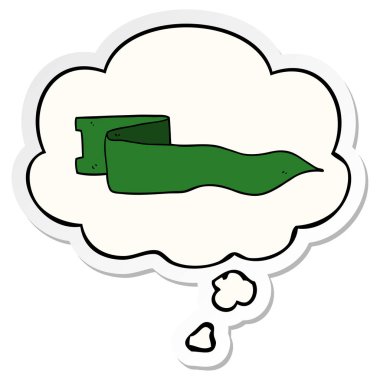 karikatür afiş sallayarak ve basılı bir etiket olarak kabarcık düşünce