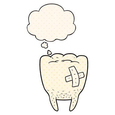 çizgi film kötü diş ve çizgi roman tarzında düşünce balonu