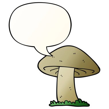 düzgün degrade tarzında karikatür mantar ve konuşma balonu