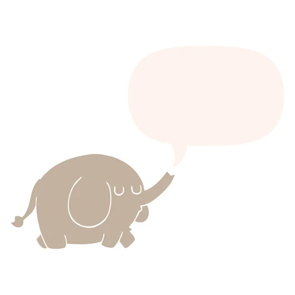 Elefante de dibujos animados y burbuja del habla en estilo retro — Archivo Imágenes Vectoriales
