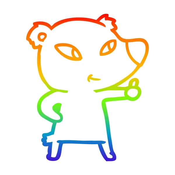 Regenboog gradiënt lijntekening cute cartoon Bear — Stockvector