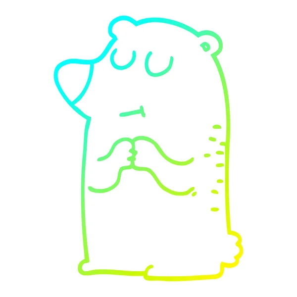 Frío gradiente línea dibujo dibujos animados tímido oso — Vector de stock