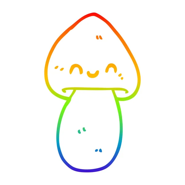 Linea gradiente arcobaleno disegno fungo cartone animato — Vettoriale Stock