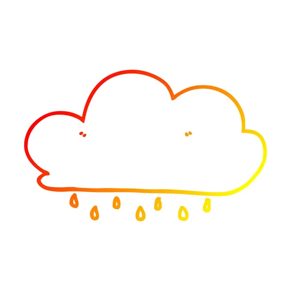 Chaud gradient ligne dessin dessin animé pluie nuage — Image vectorielle