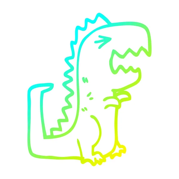 Kalte Gradientenlinie Zeichnung Cartoon brüllender T-Rex — Stockvektor