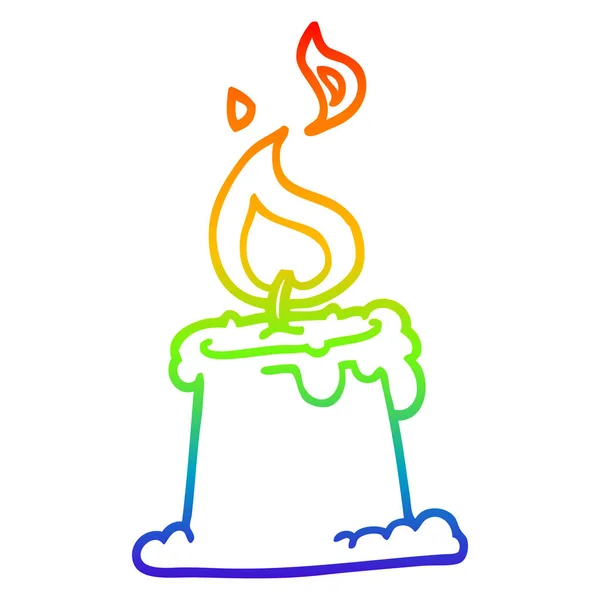 Arco-íris linha gradiente desenho banda desenhada vela queima — Vetor de Stock