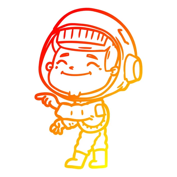 Тепла градієнтна лінія малюнок щасливий мультяшний астронавт — стоковий вектор