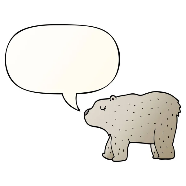 Мультяшный медведь и речевой пузырь в гладком градиентном стиле — стоковый вектор
