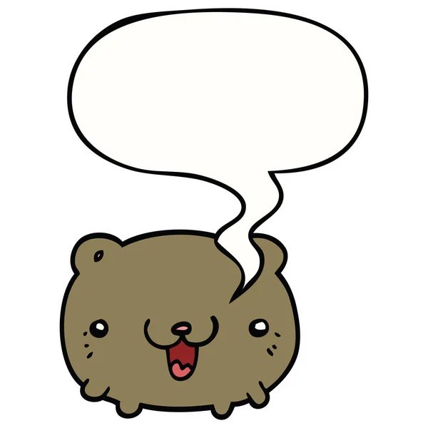 Divertente orso dei cartoni animati e bolla discorso — Vettoriale Stock