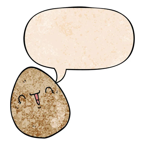 Retro doku tarzında karikatür yumurta ve konuşma balonu — Stok Vektör