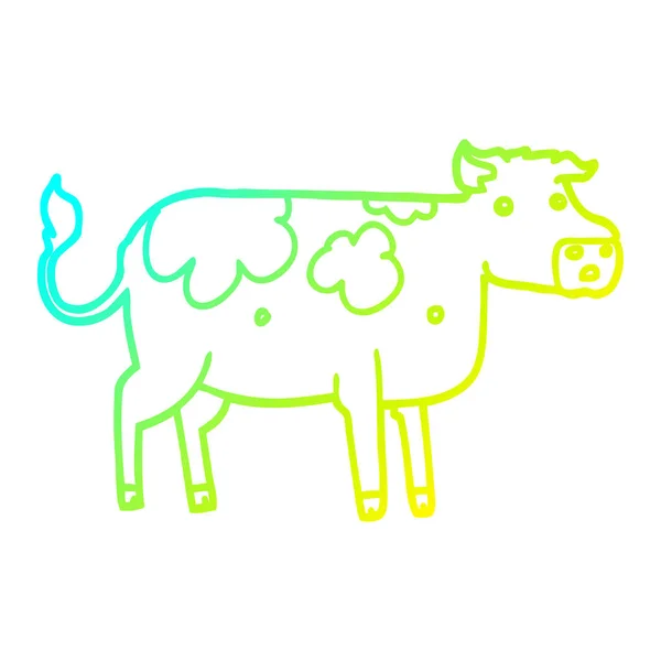 Froid dégradé ligne dessin dessin dessin animé vache — Image vectorielle