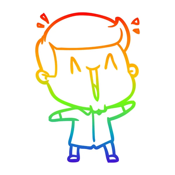 Arco-íris linha gradiente desenho cartoon homem feliz —  Vetores de Stock