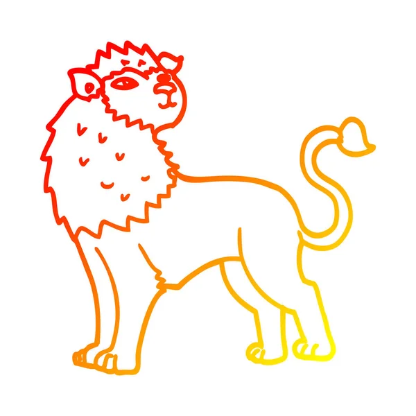 Línea de gradiente caliente dibujo león de dibujos animados — Archivo Imágenes Vectoriales