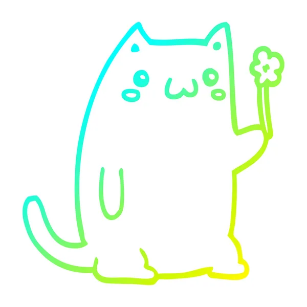 Linha gradiente frio desenho bonito desenho animado gato — Vetor de Stock