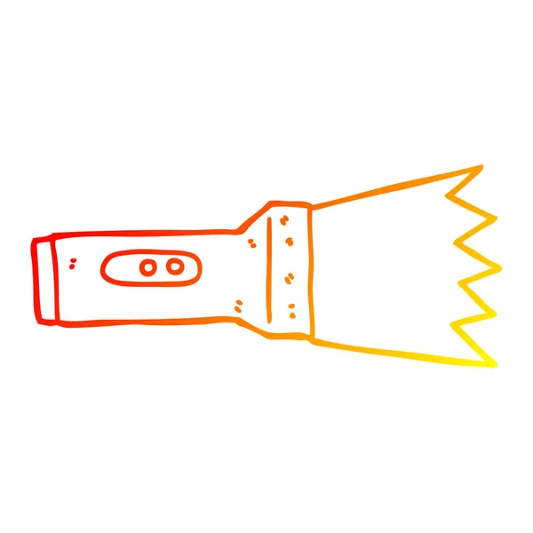 Línea de gradiente caliente dibujo antorcha de dibujos animados — Vector de stock