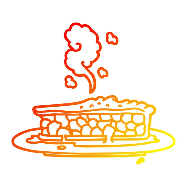 Ciepły gradient kreskówka linia rysunek ciasto — Wektor stockowy