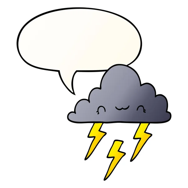 Cartoon Storm Cloud en Speech bubble in vloeiende verloop stijl — Stockvector